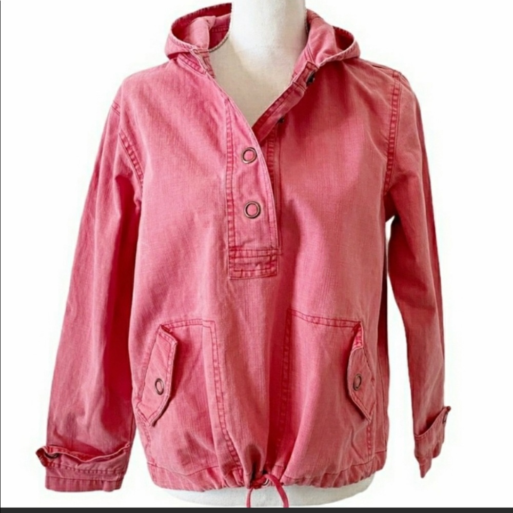 Coldwater Creek 100% Cotton Red Hoodie Snap Front